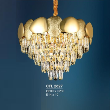 HF - CFL  2827: Đèn thả Phale - KT: Ø600mm x H260mm - Đèn chân E14 x 10 bóng