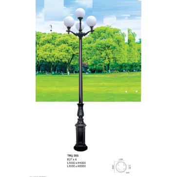 TRỤ 283: Đèn trụ sân vườn chất liệu hợp kim, chao nhựa 4 bóng - Cao 4000mm