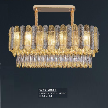 HF -  CFL  2831: Đèn thả Phale ngang - KT: L800mm x W350mm x H280mm - Bóng đèn E14 x 14  bóng