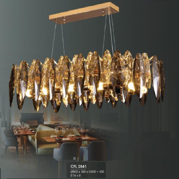 HF - CFL 2841: Đèn thả Phale - KT: Ø800mm x 300mm x H300mm + 350mm - Đèn chân E14 x 6 bóng