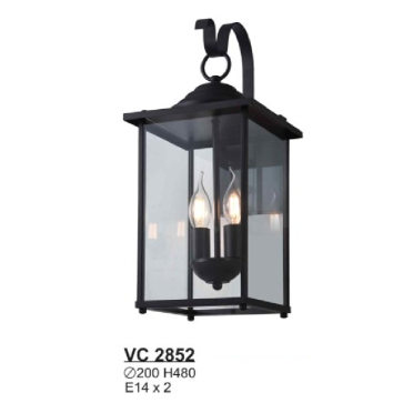 VC 2852: Đèn gắn tường ngoài trời - KT: Ø200mm x H480mm - Bóng đèn E14 x 2 bóng