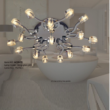 AC29-72: Đèn chùm ý 16 tay  - KT: Ø750mm x H150mm - Bóng đèn LED ghim x 16 bóng