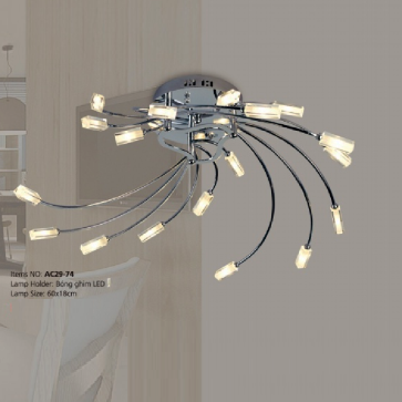 AC29-74: Đèn chùm ý 18 bóng - KT:  Ø600mm x H180mm - Bóng đèn Ghim LED x 18 bóng