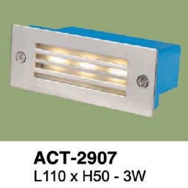 VE - ACT - 2907: Đèn âm tường/âm bậc cầu thang - KT: L110mm x H50mm - Đèn LED 3W ánh sáng vàng