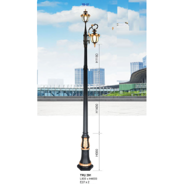 TRỤ 291: Đèn trụ sân vườn chất liệu hợp kim 2 bóng - Cao 4000mm