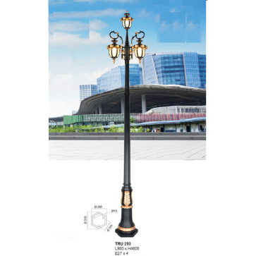 TRỤ 293: Đèn trụ sân vườn chất liệu hợp kim 4 bóng - Cao 4000mm