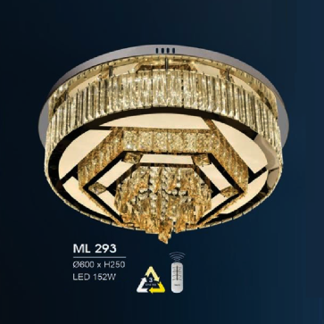 HF - ML 293: Đèn áp trần LED - KT: Ø600mm x H250mm - Đèn LED 152W đổi 3 màu - Remote