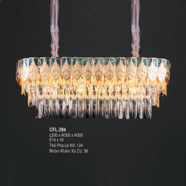 MFL- 294: Đèn áp trần Phale - KT: L930mm x W300mm  x H300mm - Bóng đèn chân E14 x 16 bóng