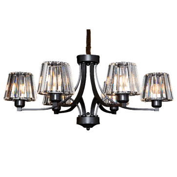 THCN 294: Đèn chùm 6 tay chao thủy tinh - KT: Ø700mm x H700mm - Bóng đèn E14 x 6 bóng