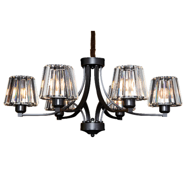 THCN 294: Đèn chùm 6 tay chao thủy tinh - KT: Ø700mm x H700mm - Bóng đèn E14 x 6 bóng