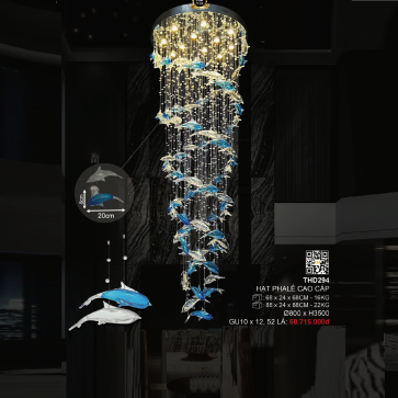 3- TPL294: Đèn thả thông tầng Phale LED - KT: Ø800mm x H3500mm - Đèn LED GU10 x 12 bóng