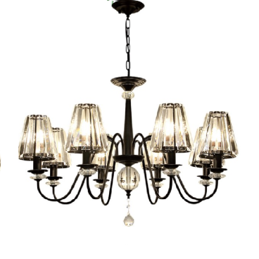 THCN 299: Đèn chùm 8 tay chao thủy tinh - KT: Ø800mm x H800mm - Bóng đèn E14 x 8 bóng