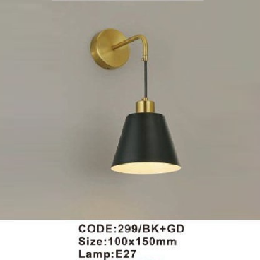 CODE: 299/BK/GD: Đèn gắn tường - KT: 100mm x H150mm - Đèn E27 x 1 bóng