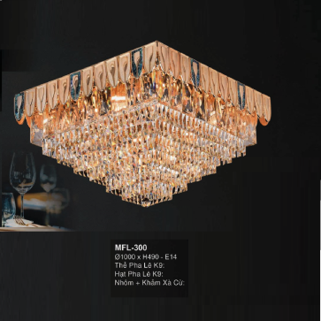 MFL - 300: Đèn áp trần Phale Vuông - KT: L1000mm x W1000mm x H490mm - Bóng đèn E14
