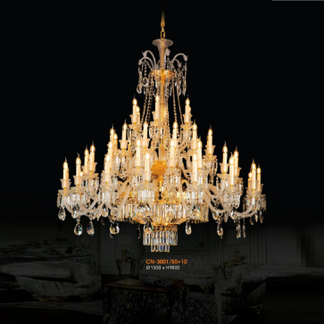 V - CN - 3001/50+10: Đèn chùm Phale nến 60 tay - KT: Ø1500mm x H1600mm - Bóng đèn E14 x 60 bóng