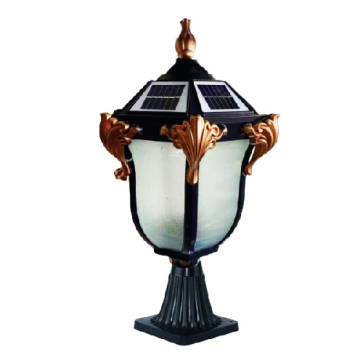 SOLAR - 302: Đèn gắn đầu trụ NLMT - KT: L230mm x H450mm - Đèn LED 5W đổi 3 màu + Đèn E27 x 1