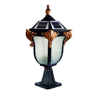 SOLAR - 302: Đèn gắn đầu trụ NLMT - KT: L230mm x H450mm - Đèn LED 5W đổi 3 màu + Đèn E27 x 1