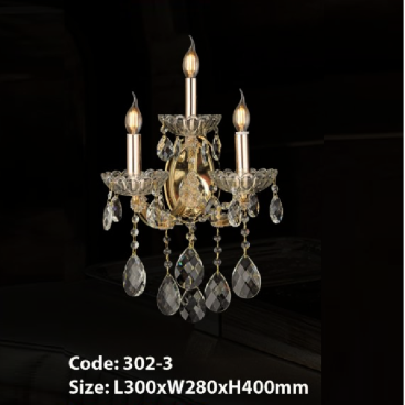CODE: 302-3W: Đèn gắn tường Phale nến 3 bóng - KT: L300mm x W280mm x H400mm - Đèn LED 3W + Bóng đèn nến E14 x 3 bóng