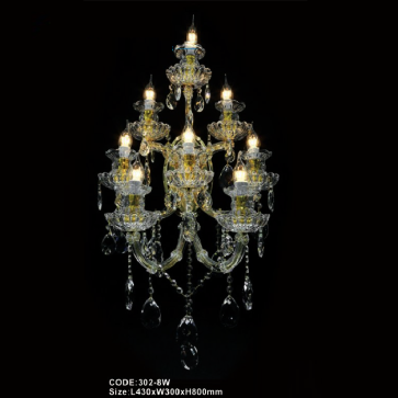 CODE: 302-8W: Đèn gắn tường Phale nến 8 bóng - KT: L430mm x W300mm x H800mm - Đèn LED 8W + Bóng đèn nến E14 x 8 bóng