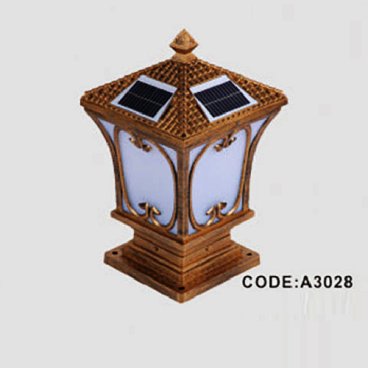 CODE: A 3028: Đèn gắn đầu trụ NLMT - KT: L200mm x H370mm - Đèn LED