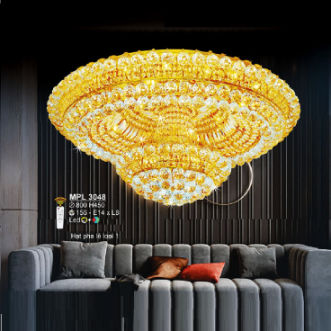 S - MPL 3048: Đèn áp trần Phale - KT: Ø800mm x H450mm - Đèn LED  đổi màu + Bóng đèn E14 x 8 bóng