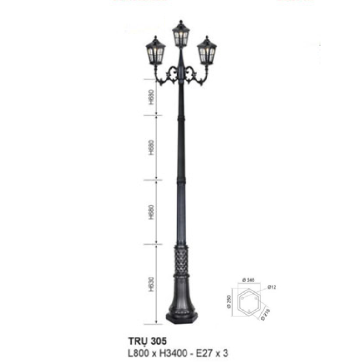 TRỤ 305: Đèn trụ sân vườn chất liệu hợp kim 3 bóng