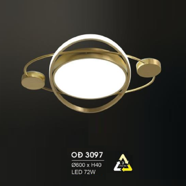 HF - OĐ 3097: Đèn ốp trần đồng LED - KT: Ø600mm x H40mm - Đèn LED 72W ánh sáng đổi 3 màu