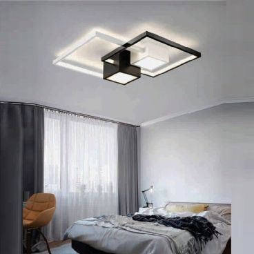 E - ML - 31: Đèn áp trần LED Mica - KT: L520mm x W450mm x  H120mm - Đèn LED 116W ánh sáng đổi 3 màu - Remote