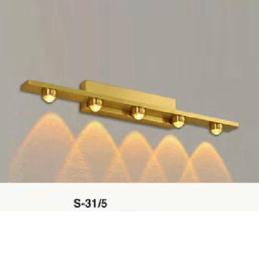 E - S - 31/5: Đèn rọi tranh/rọi gương 5 bóng - KT: L500mm x W60mm x H60mm - Đèn LED 3W x 5 ánh sáng trắng/vàng