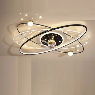 OTQ8310DEN: Quạt trần đảo  Đèn LED Mica  - KT: L1100mm x W1000mm - Đèn LED 240W đổi 3 màu