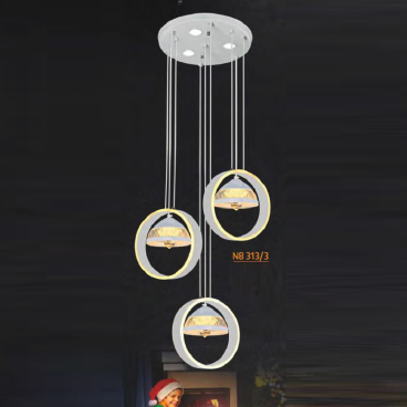 NB 313/3: Đèn thả 3 bóng - KT: Ø400mm x H950mm - Đèn LED 120W ánh sáng vàng