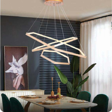 AN - TL - 3193/4.6.8 GD: Đèn thả  3 vòng LED  - KT: Ø400mm + Ø600mm + Ø800mm x H1200mm - Đèn LED đổi 3 màu - Remote