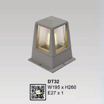 DT 32: Đèn đầu trụ - KT: W195mm x H260mm - Bóng đèn E27 x 1 bóng