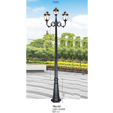 TRỤ 327: Đèn trụ  hợp kim 3 bóng - cao 3300mm