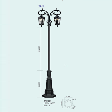 TRỤ 331: Đèn trụ  hợp kim 2 bóng