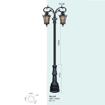 TRỤ 337: Đèn trụ  hợp kim 2 bóng