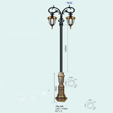 TRỤ 338: Đèn trụ  hợp kim 2 bóng