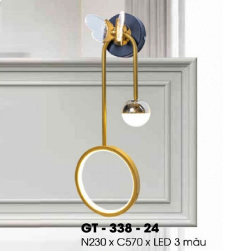 GT - 338-24: Đèn gắn tường LED - KT: W230mm x H570mm - Đèn LED đổi 3 màu