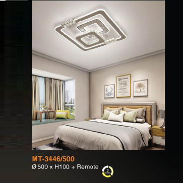 MT - 3446/500: Đèn ốp trần LED - KT: L500mm x W500mm x H100mm - Đèn LED đổi 3 màu - Remote