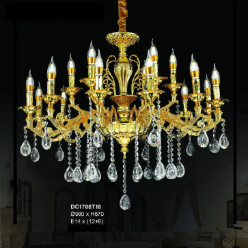 35 - DC1708T18: Đèn chùm nến 18 tay - KT: Ø900mm x H670mm - Đèn nến chân E14 x 12 bóng