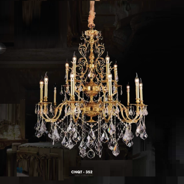 CNQT - 352: Đèn chùm nến Phale K9 15 bóng  - KT: Ø900mm x H1300mm - Bóng đèn nến chân E14 x 15 bóng