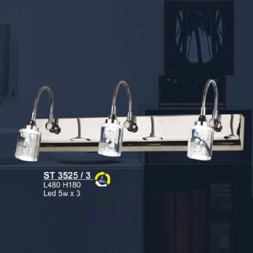 SN - ST 3525/3: Đèn rọi tranh/gương 3 bóng - KT: L480mm x H180mm - Đèn LED 5W x 3 ánh sáng đổi 3 màu