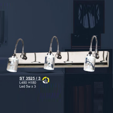 SN - ST 3525/3: Đèn rọi tranh/gương 3 bóng - KT: L480mm x H180mm - Đèn LED 5W x 3 ánh sáng đổi 3 màu