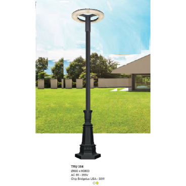 TRỤ 354: Đèn trụ sân vườn chất liệu hợp kim, Đèn LED - Ánh sáng trắng/vàng