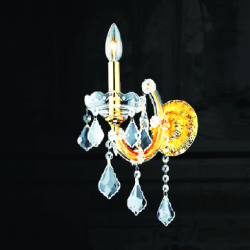 35 - VDC 81156T1: Đén vách nến chao thủy tinh - KT: Ø200mm x H350mm - Đèn chân E14 x 1 bóng