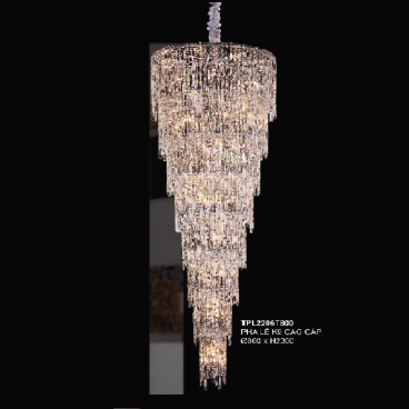 TPL 2206T800: Đèn thả phale K9 cao cấp - KT: Ø800mm x H2300mm - Đèn chân E14 x 64 bóng