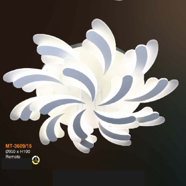 VE - MT - 3609/15: Đèn áp trần LED 15 cánh - KT:  Ø950mm x H100mm - Đèn LED đổi 3 màu - Remote