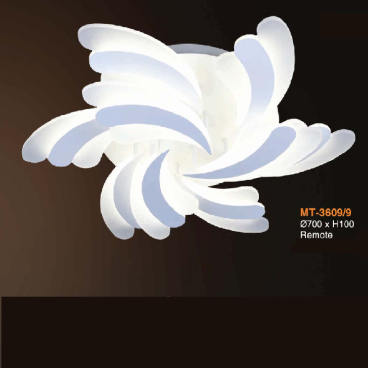 VE - MT - 3609/9: Đèn áp trần LED 9 cánh - KT:  Ø700mm x H100mm - Đèn LED đổi 3 màu - Remote