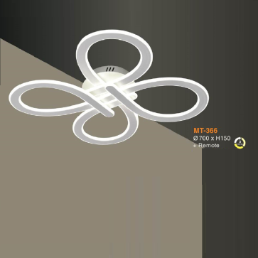 MT - 366: Đèn áp trần  LED Mica - KT: Ø700mm x H150mm - Đèn LED đổi 3 màu + Remote