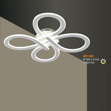 MT - 366: Đèn áp trần  LED Mica - KT: Ø700mm x H150mm - Đèn LED đổi 3 màu + Remote